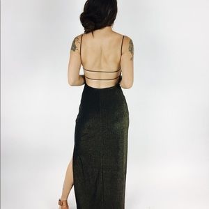 90’s Gold Sparkle Maxi Evening Dress